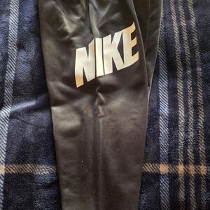 Nike Kids Black Joggers with White Logo